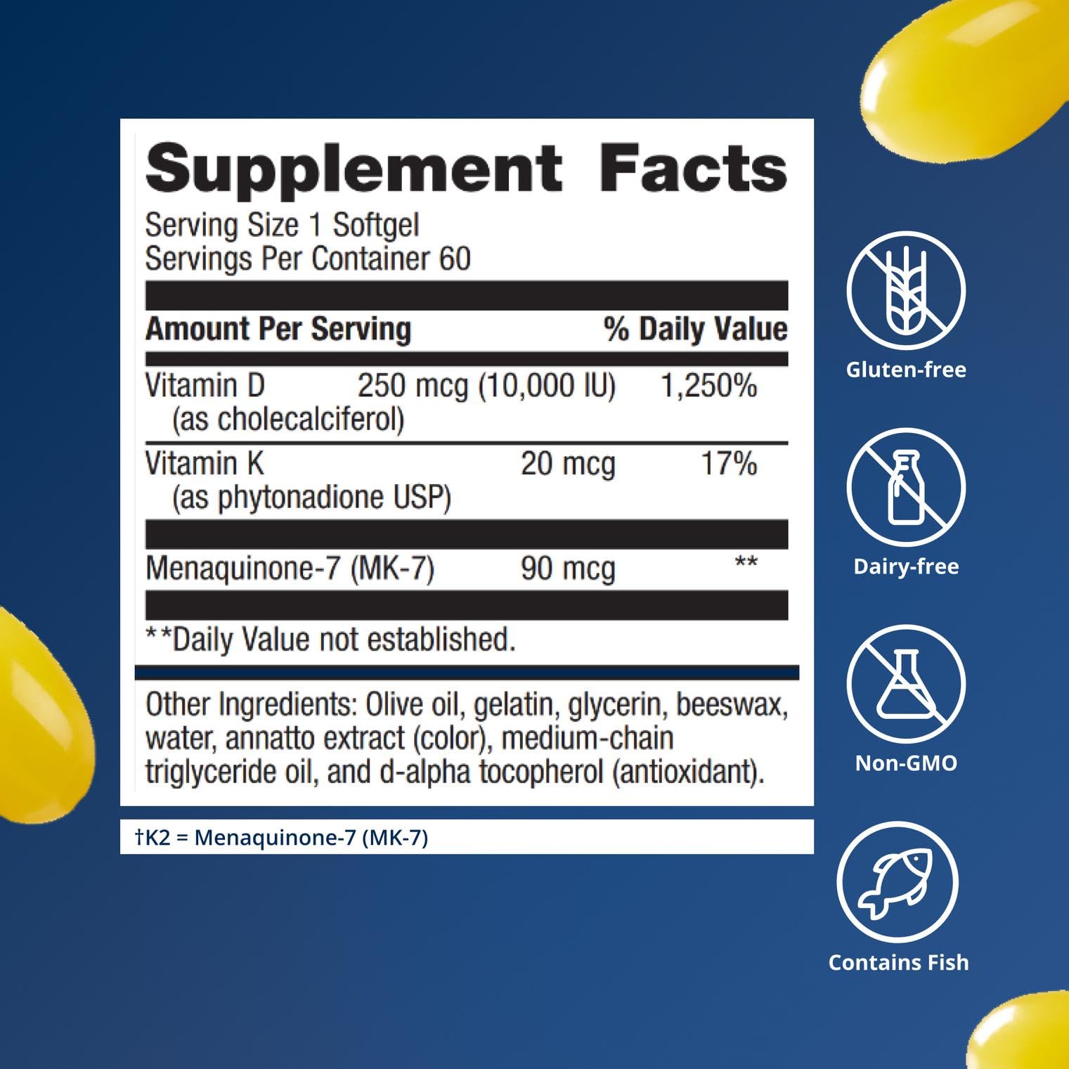 Metagenics Vitamin D3 and K2 Softgels Immune & Heart Health

