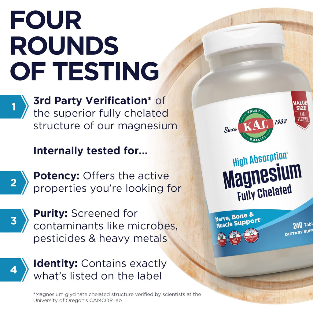 KAL Magnesium Glycinate High-Absorption Supplement

