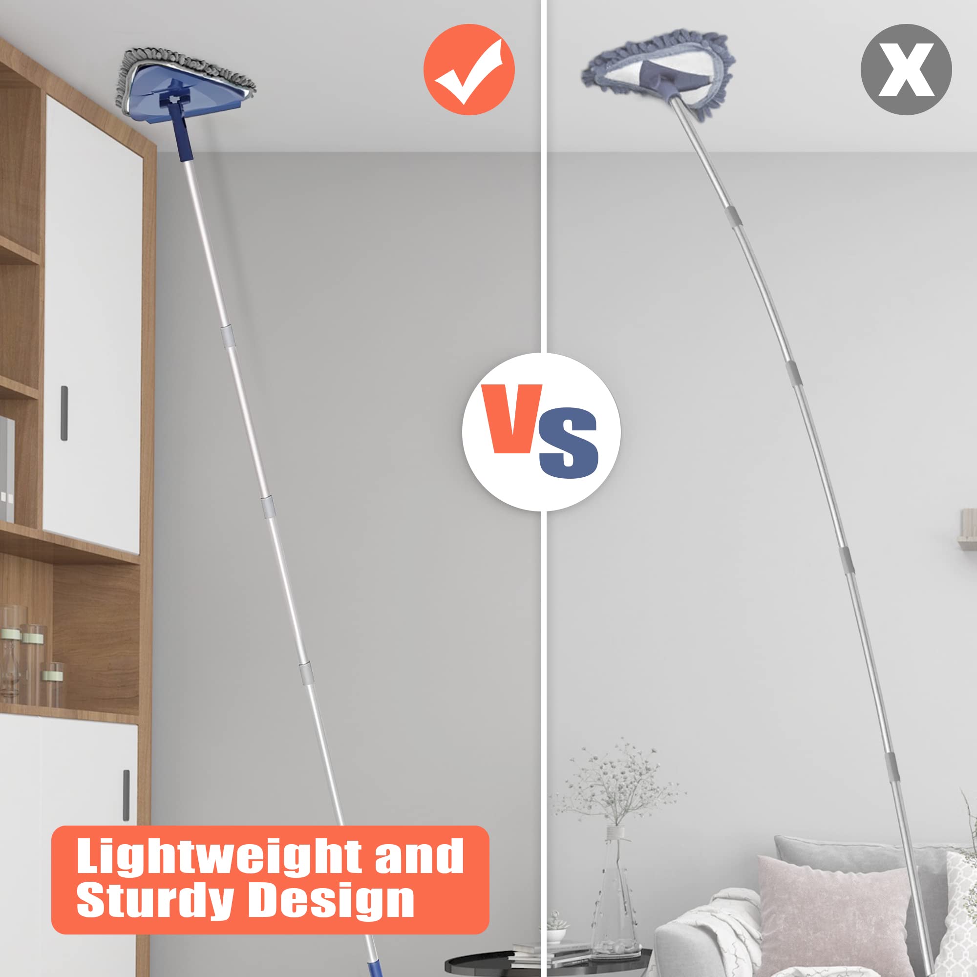 JEHONN Wall Mop 82-Inch Reach | 3-in-1 Duster with Pads

