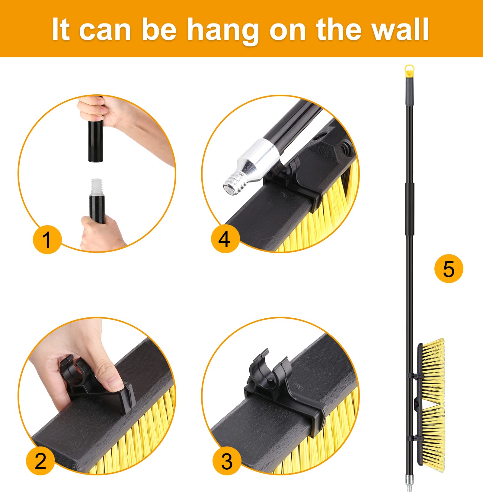 Push Broom KeFanta Heavy Duty Long Handle

