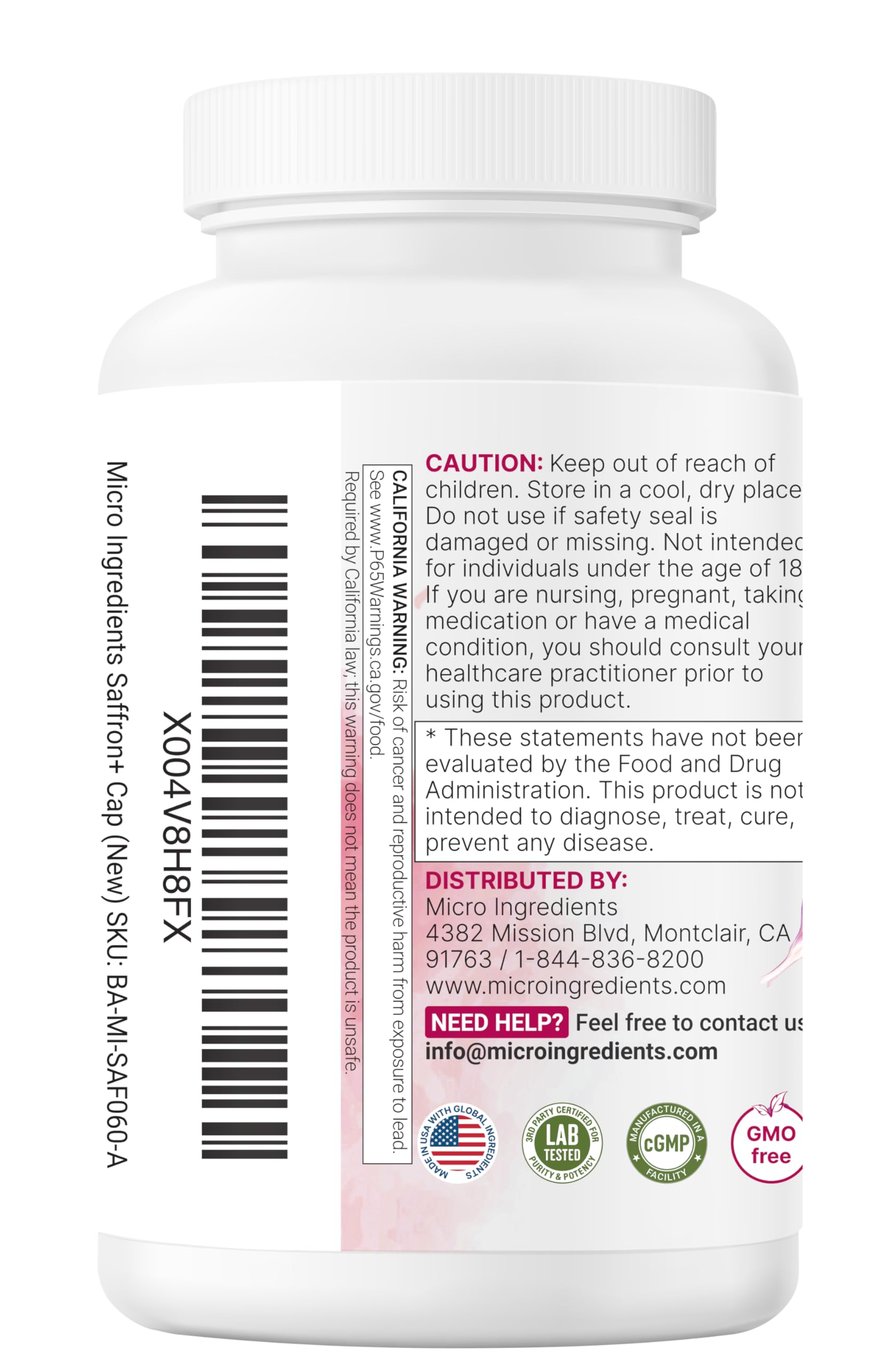 Micro Ingredients Saffron+ Advanced Supplement | Filler-Free

