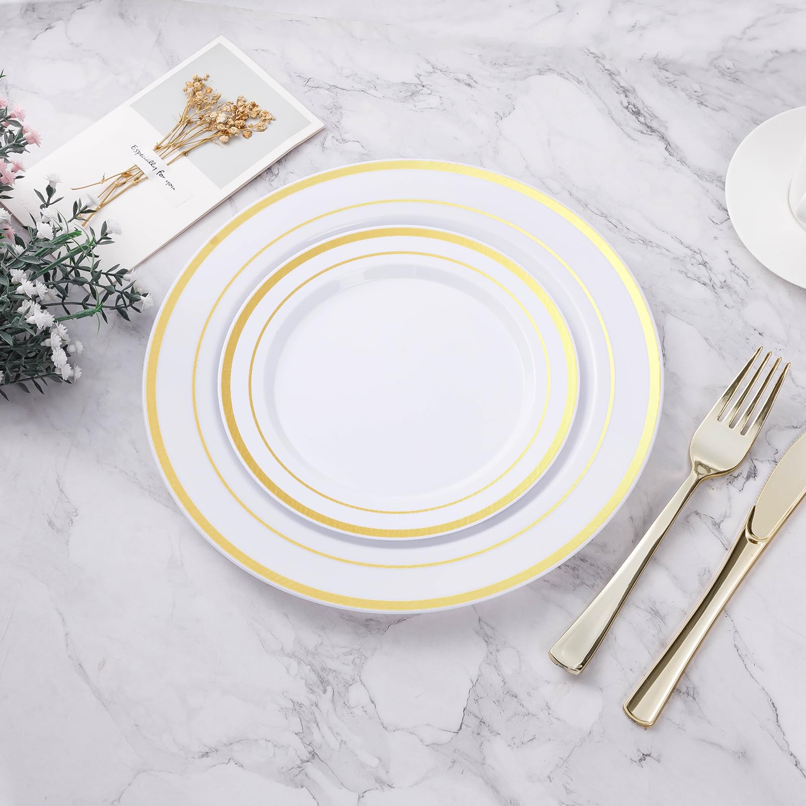 BESTVIP Disposable Plastic Plates Set for Parties

