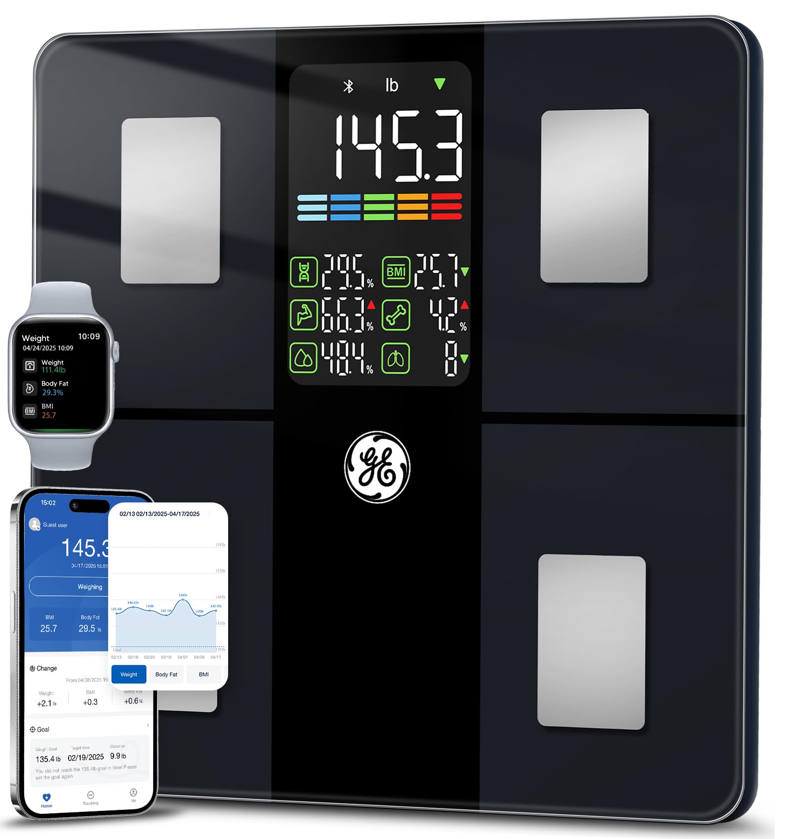 GE 14-Metric Bluetooth Body Composition Scale | Health Tracking


