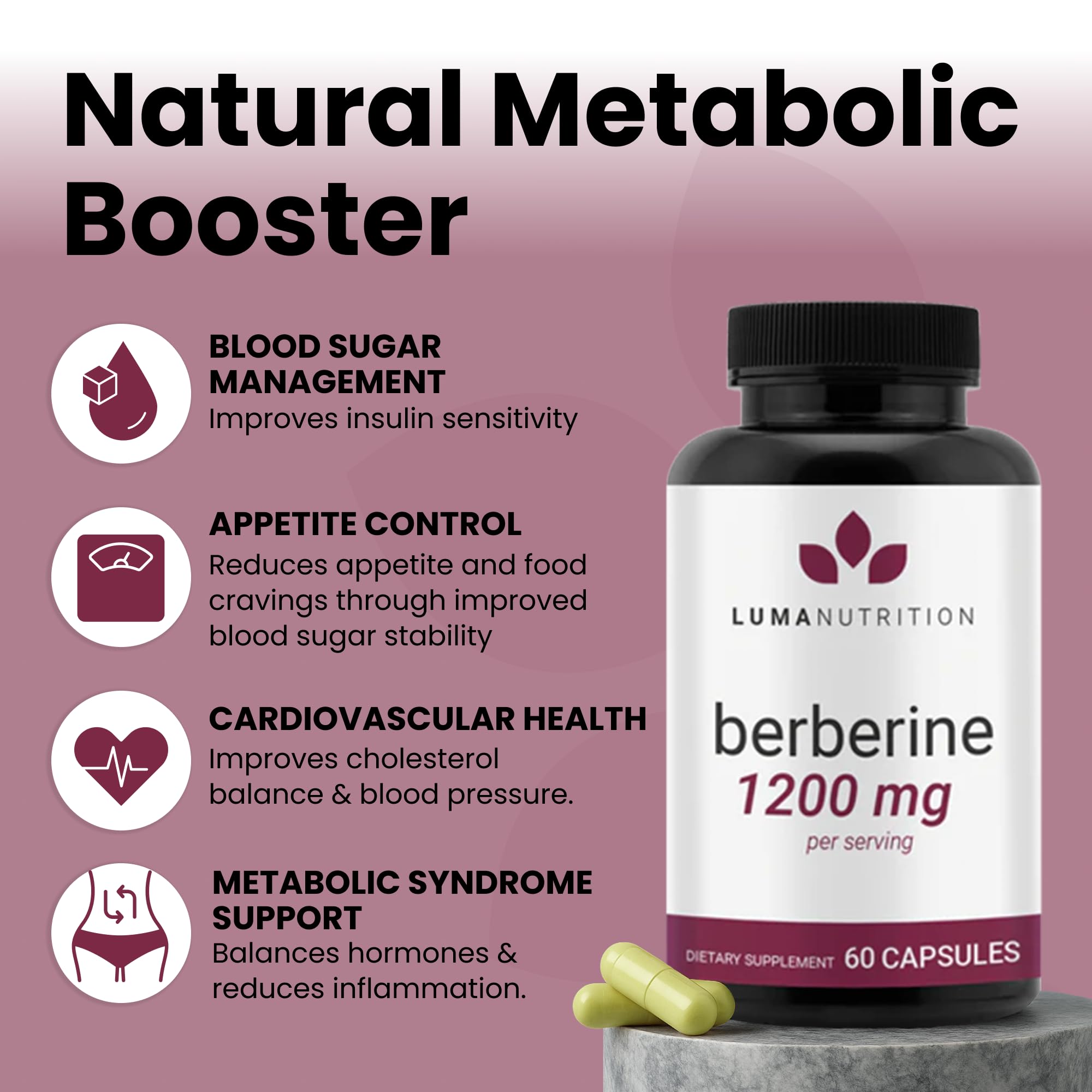 Luma Nutrition Berberine HCl 1200mg - Vegan, Gluten Free

