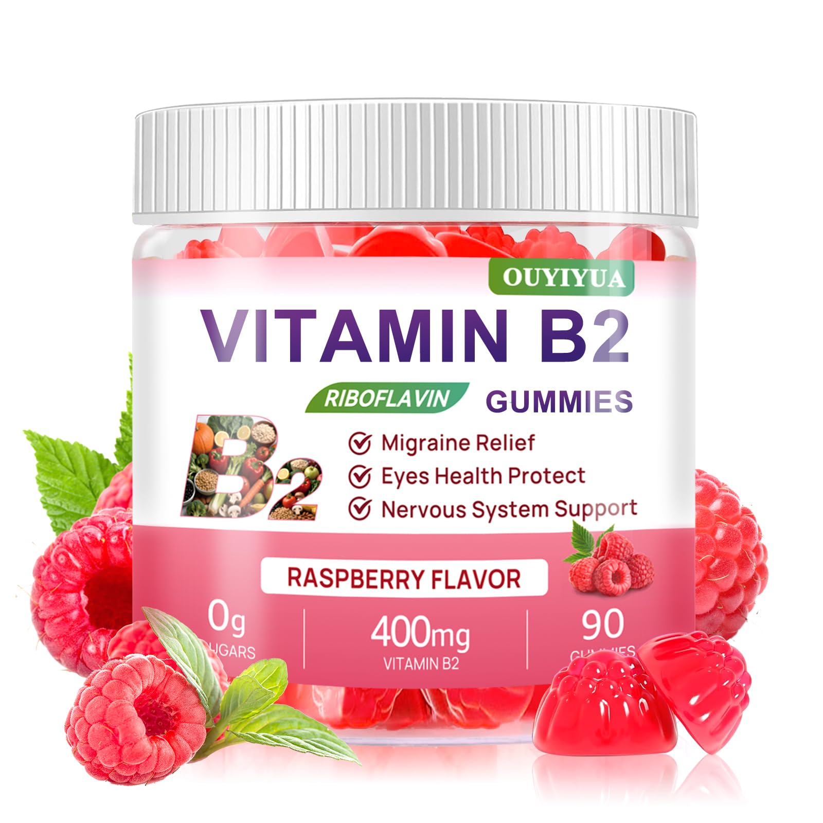 Vitamin B2 Riboflavin Gummies with Magnesium | Sugar-Free

