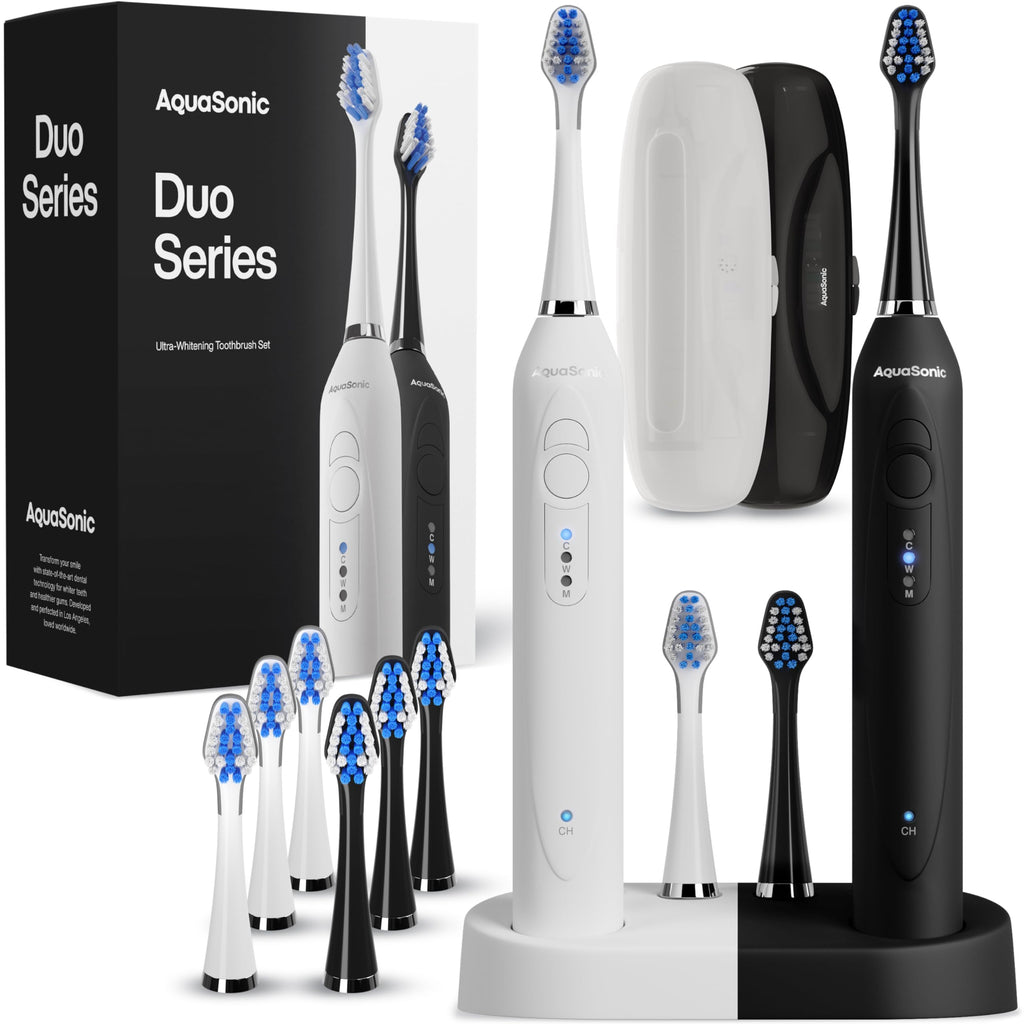 AquaSonic Duo Electric Toothbrush Set - Wireless Charging

