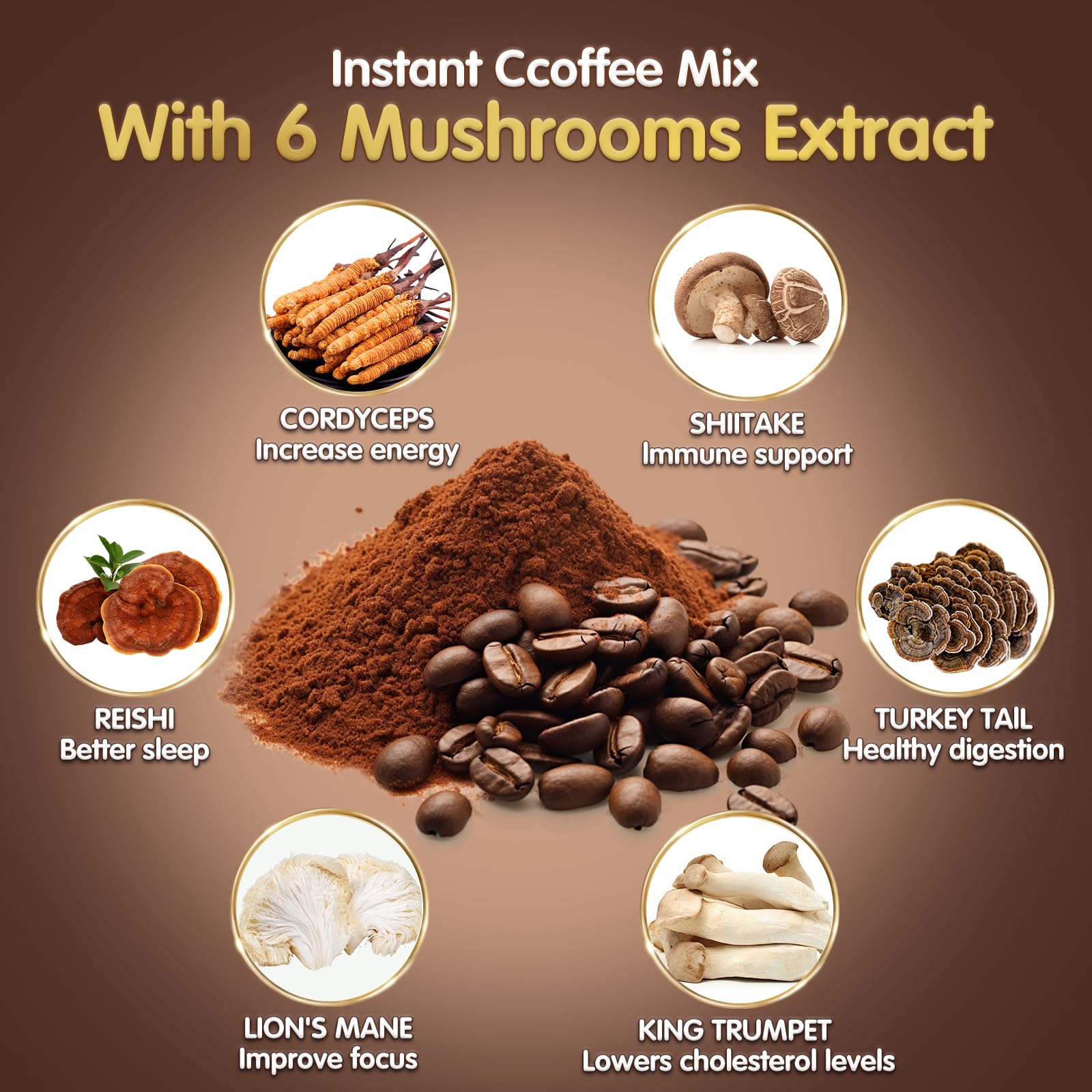 Balincer Mushroom Coffee with 6 Adaptogenic Mushrooms

