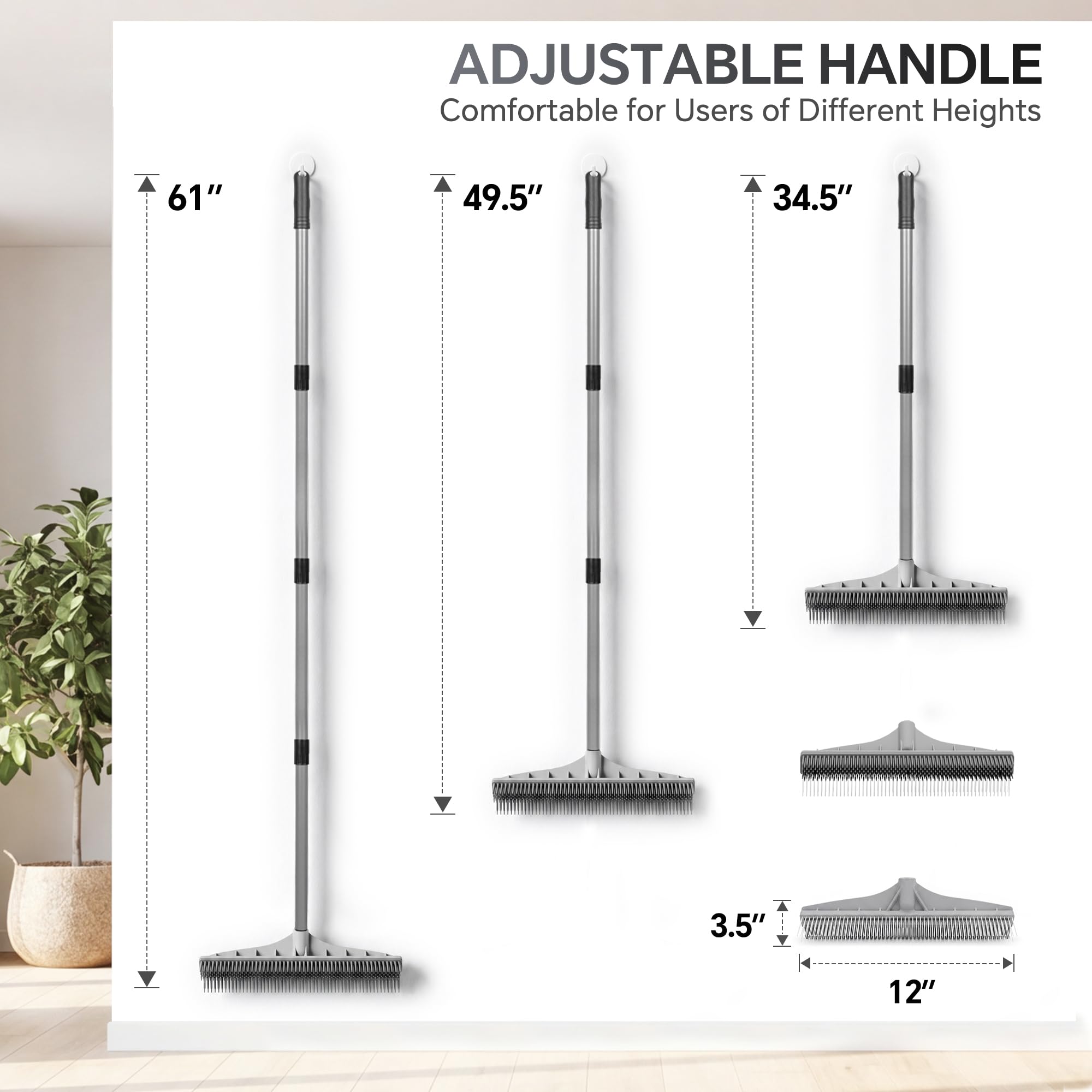 Walensee 2-in-1 Carpet Rake for Pet Hair Nylon & Rubber

