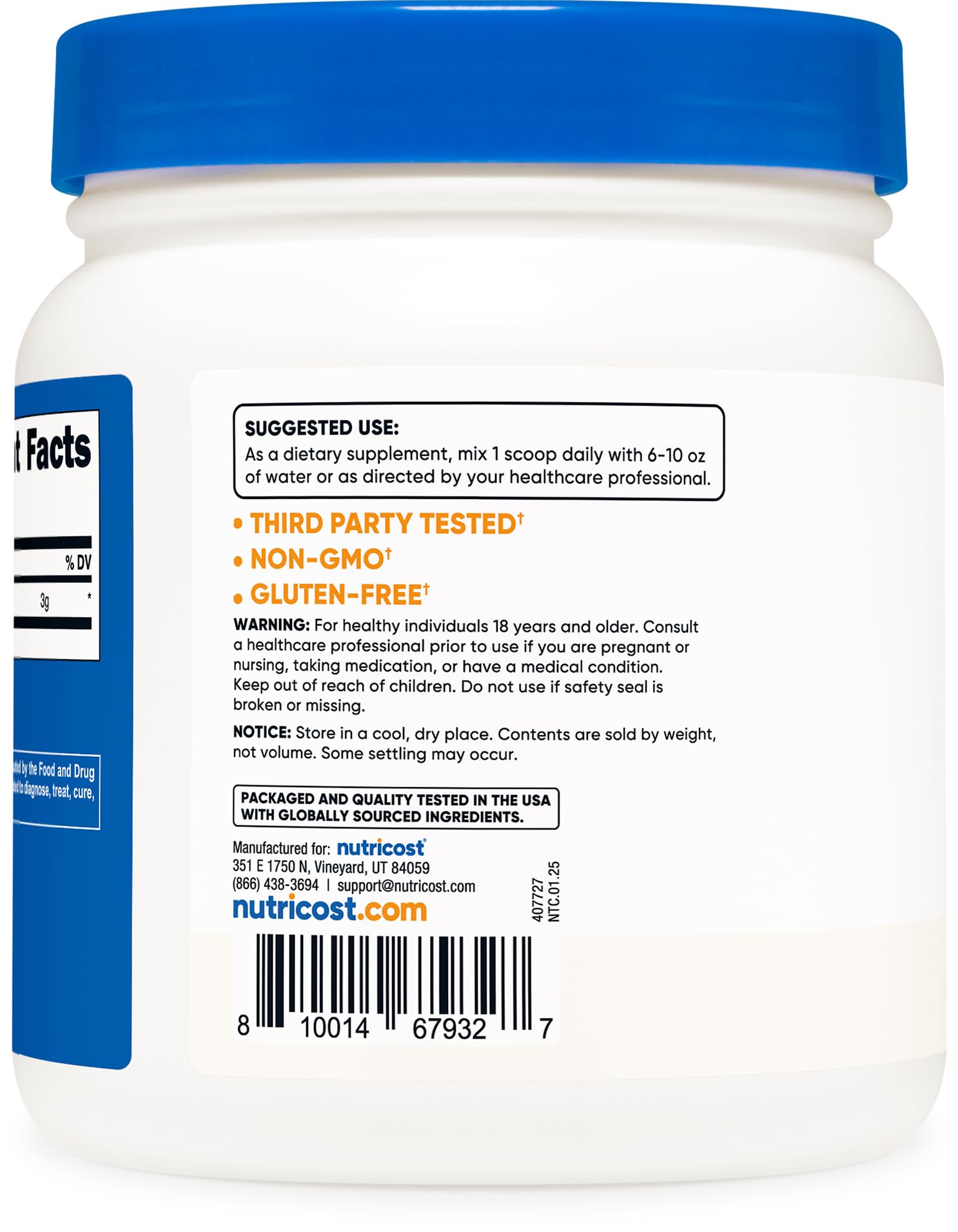 Nutricost L-Citrulline Base Powder - Pure & Gluten Free


