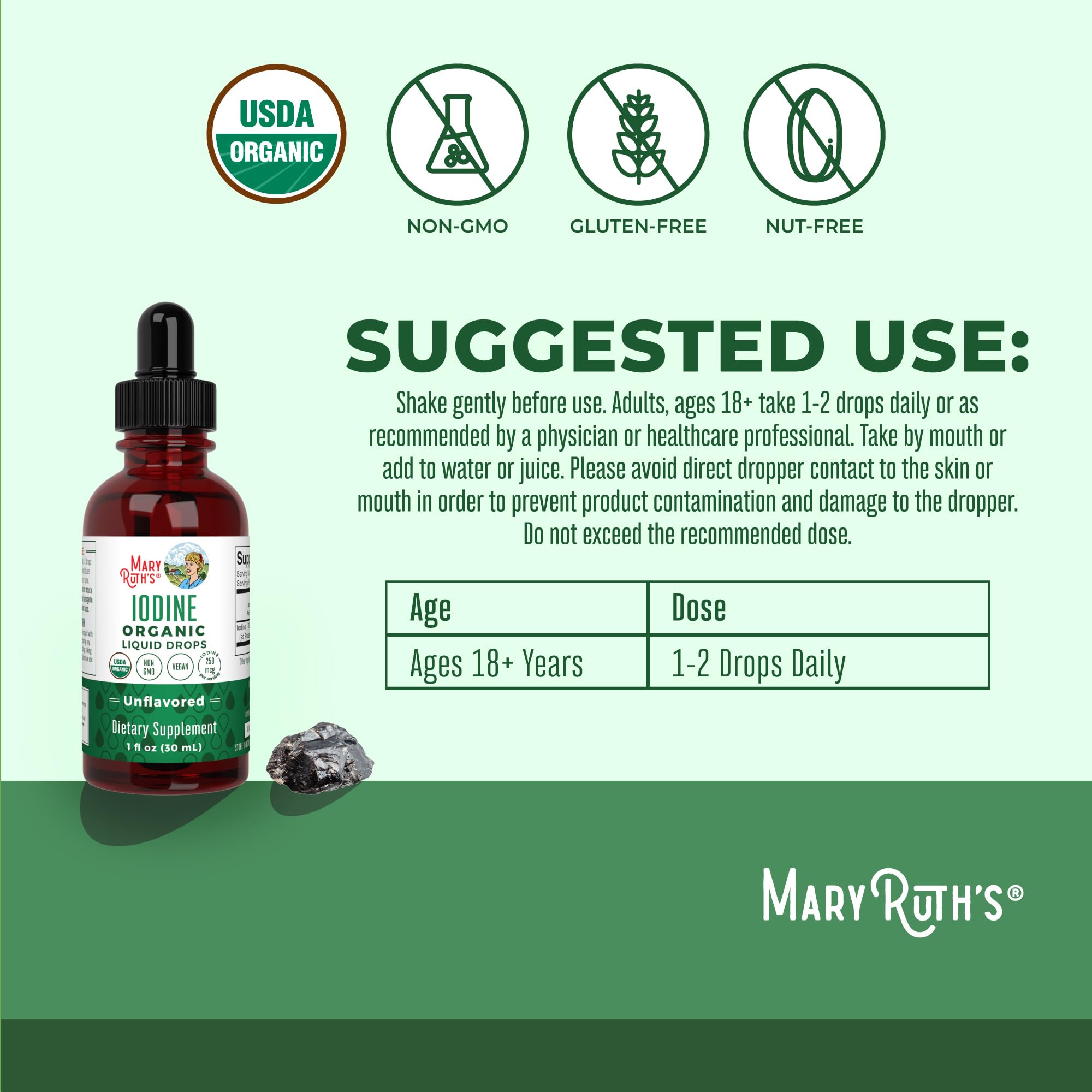Iodine Liquid Drops by MaryRuth Organics | Thyroid Support


