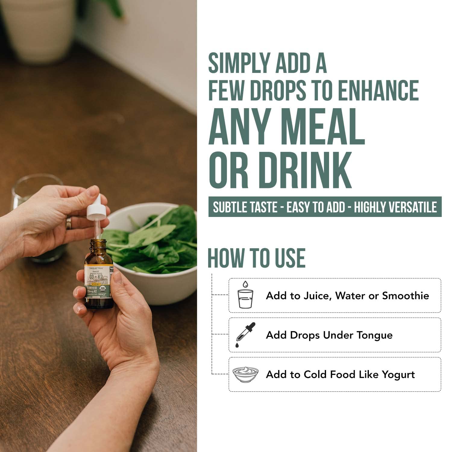 MenaQ7 Organic D3 K2 Vitamin Sublingual Drops 10000 IU

