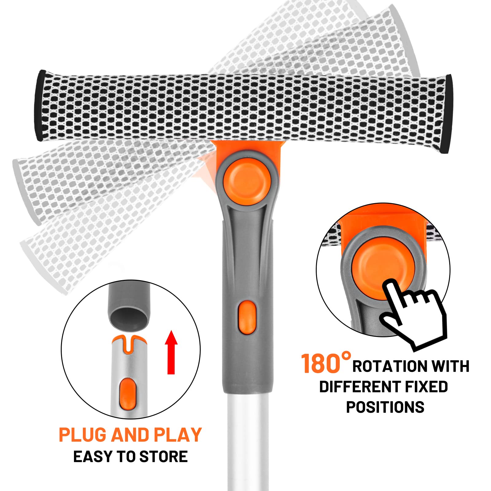 Window Squeegee by eazer with Extension Pole and Rotate-Lock

