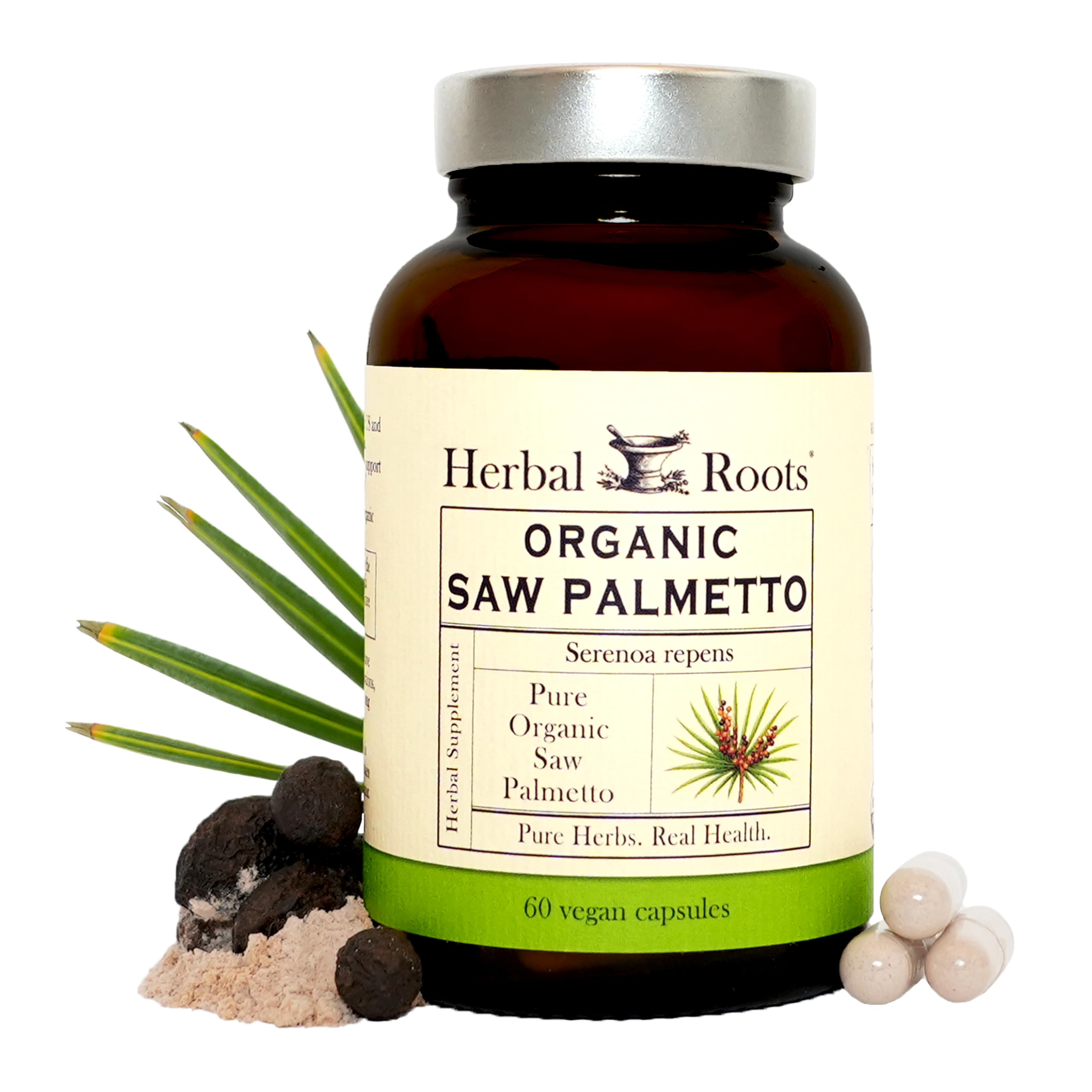 Herbal Roots Organic Saw Palmetto Capsules - Vegan

