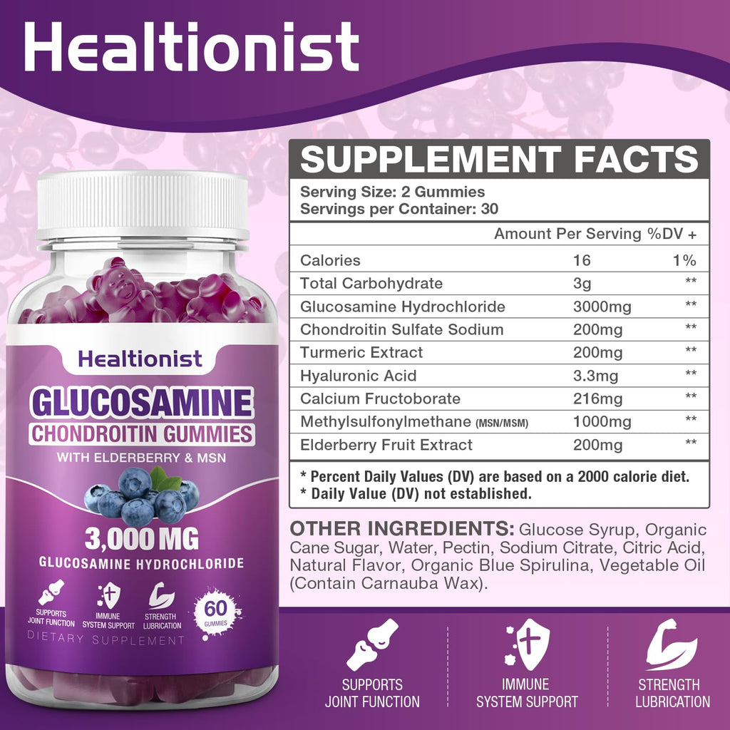 Healtionist Glucosamine Chondroitin Gummies Joint Support

