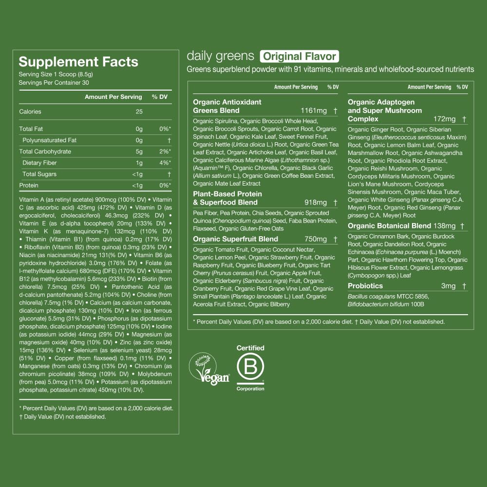 Huel Daily Greens Superfood Powder | Probiotics

