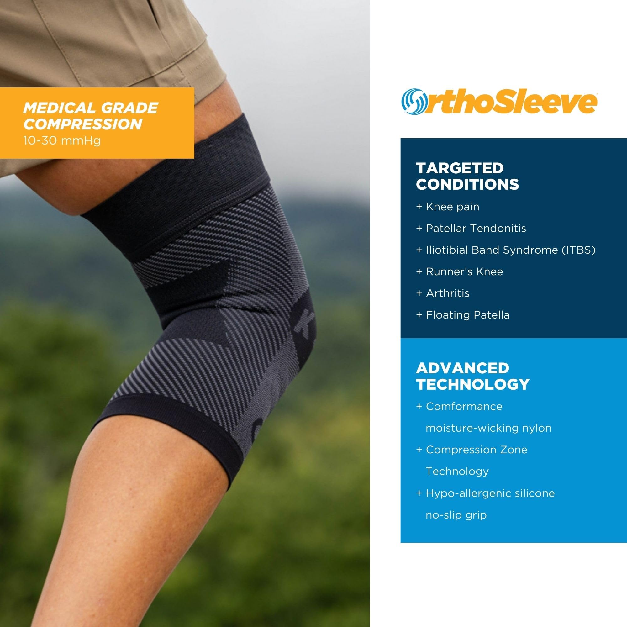 OrthoSleeve KS7 Knee Compression Sleeve for Pain Relief


