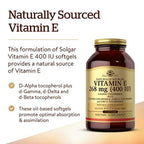 Solgar Vitamin E Softgels 400 IU Natural Antioxidant

