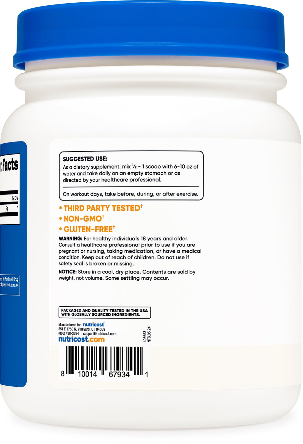Nutricost L-Leucine Powder Non-GMO Gluten Free BCAA

