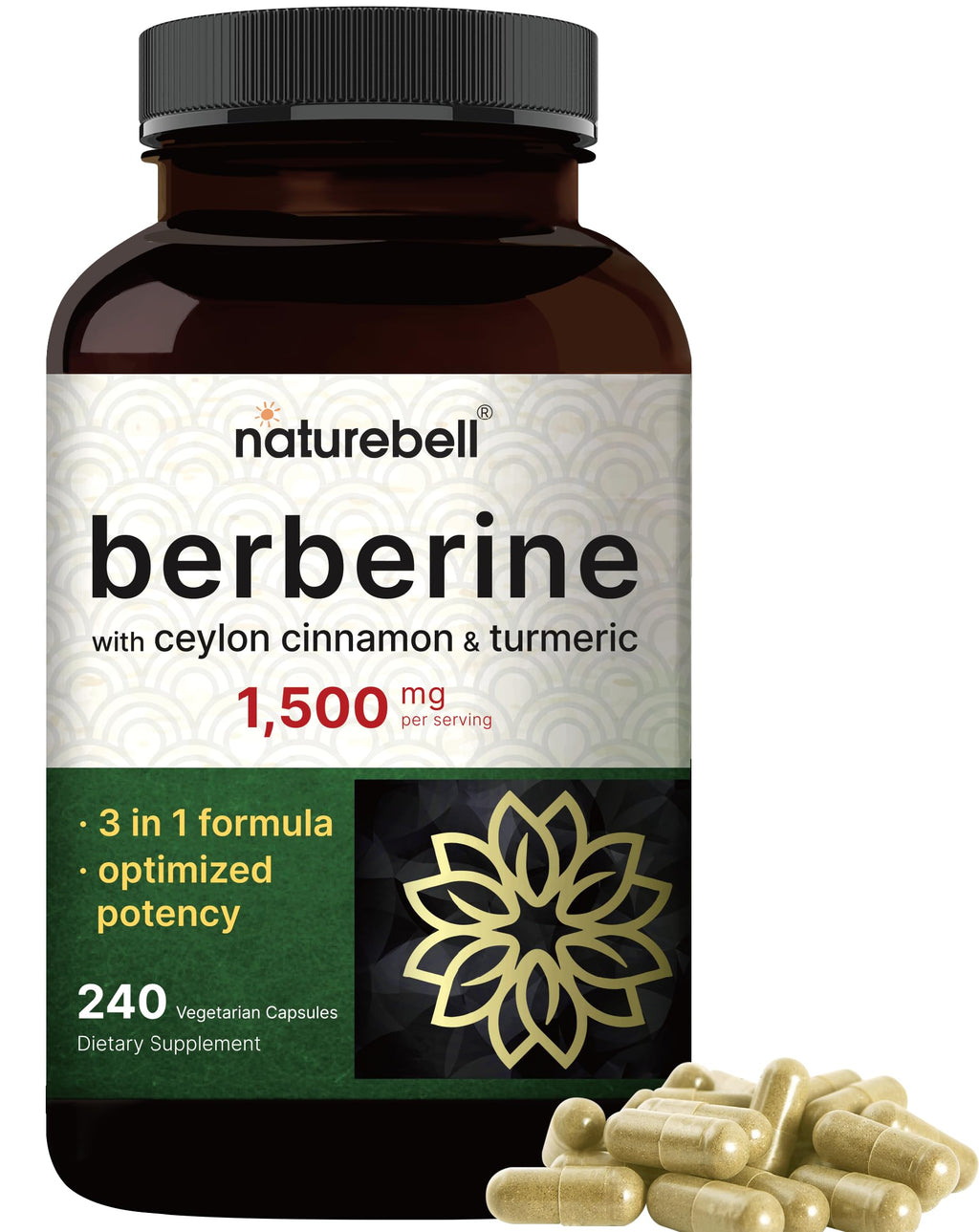 NatureBell Berberine Supplement with Cinnamon & Turmeric

