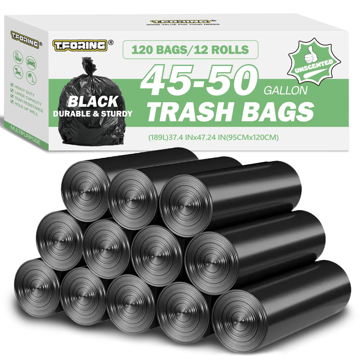 TFORING Heavy Duty Trash Bags for Commercial Use