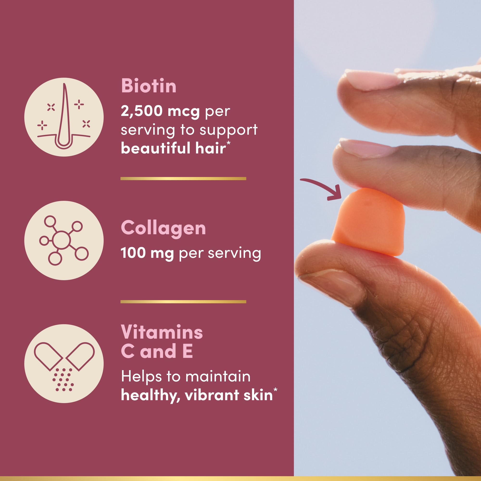 Nature's Bounty Hair Skin Nails Gummies with Collagen Biotin

