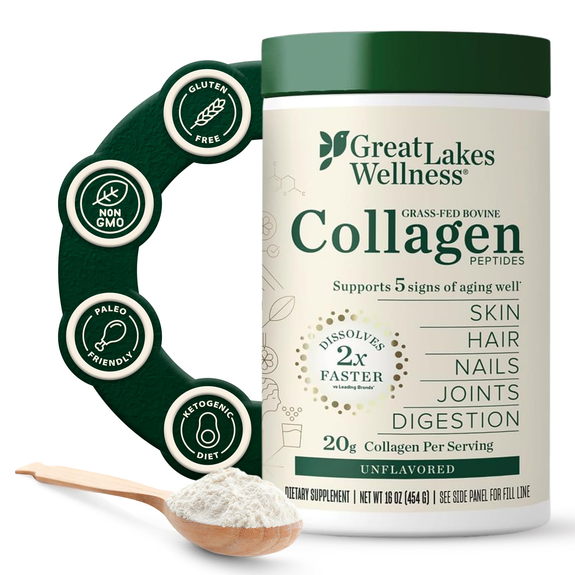 Great Lakes Wellness Collagen Peptides Powder Hydrolyzed

