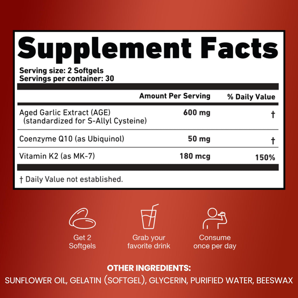 Resilia Odorless Aged Garlic Extract Softgels CoQ10 MK-7

