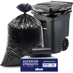 Plasticplace 95-96 Gallon Heavy-Duty 1.5 Mil Black Trash Bags for Rollaway Bins 61 x 68