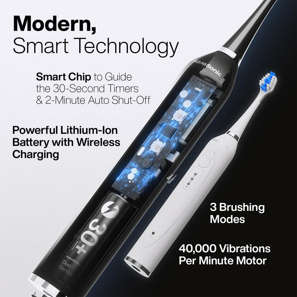 AquaSonic Duo Electric Toothbrush Set - Wireless Charging

