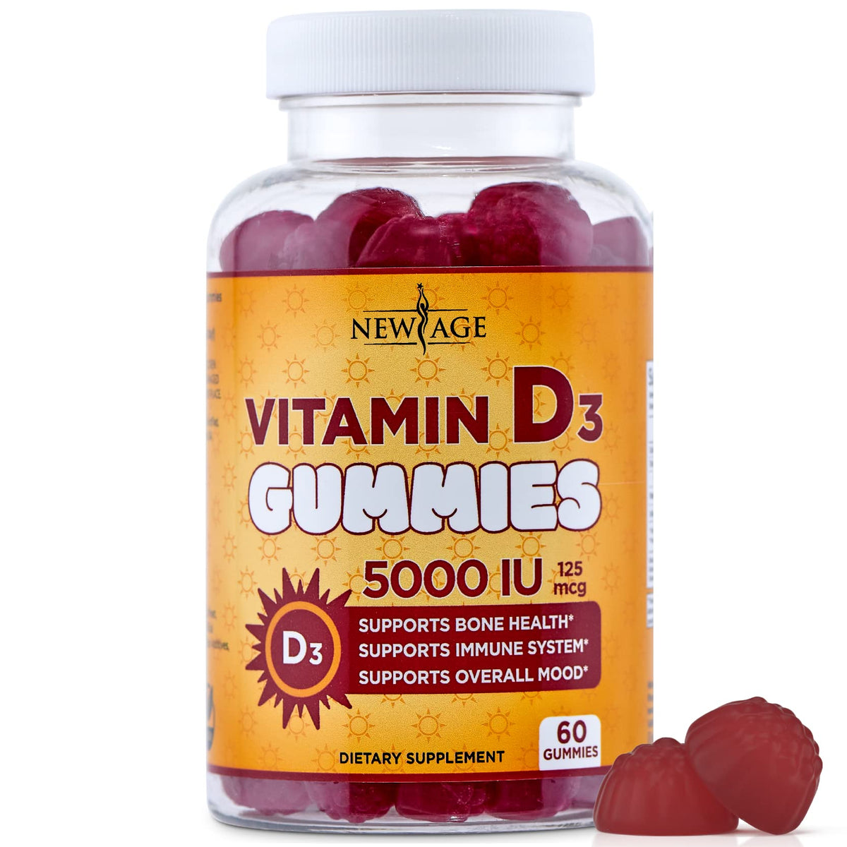 New Age Vitamin D3 Gummies 5000 IU Immune Support