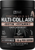 Multi Collagen Protein Powder by Zeal Naturals with Biotin for Hair, Skin & Nails