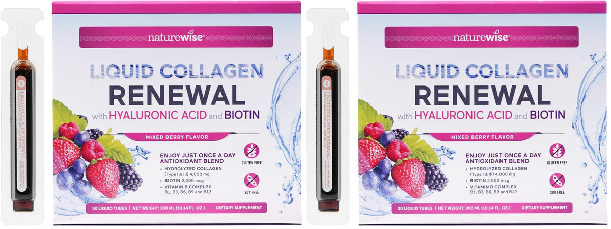 NatureWise Hydrolyzed Liquid Collagen 4000mg for Skin, Hair & Nails