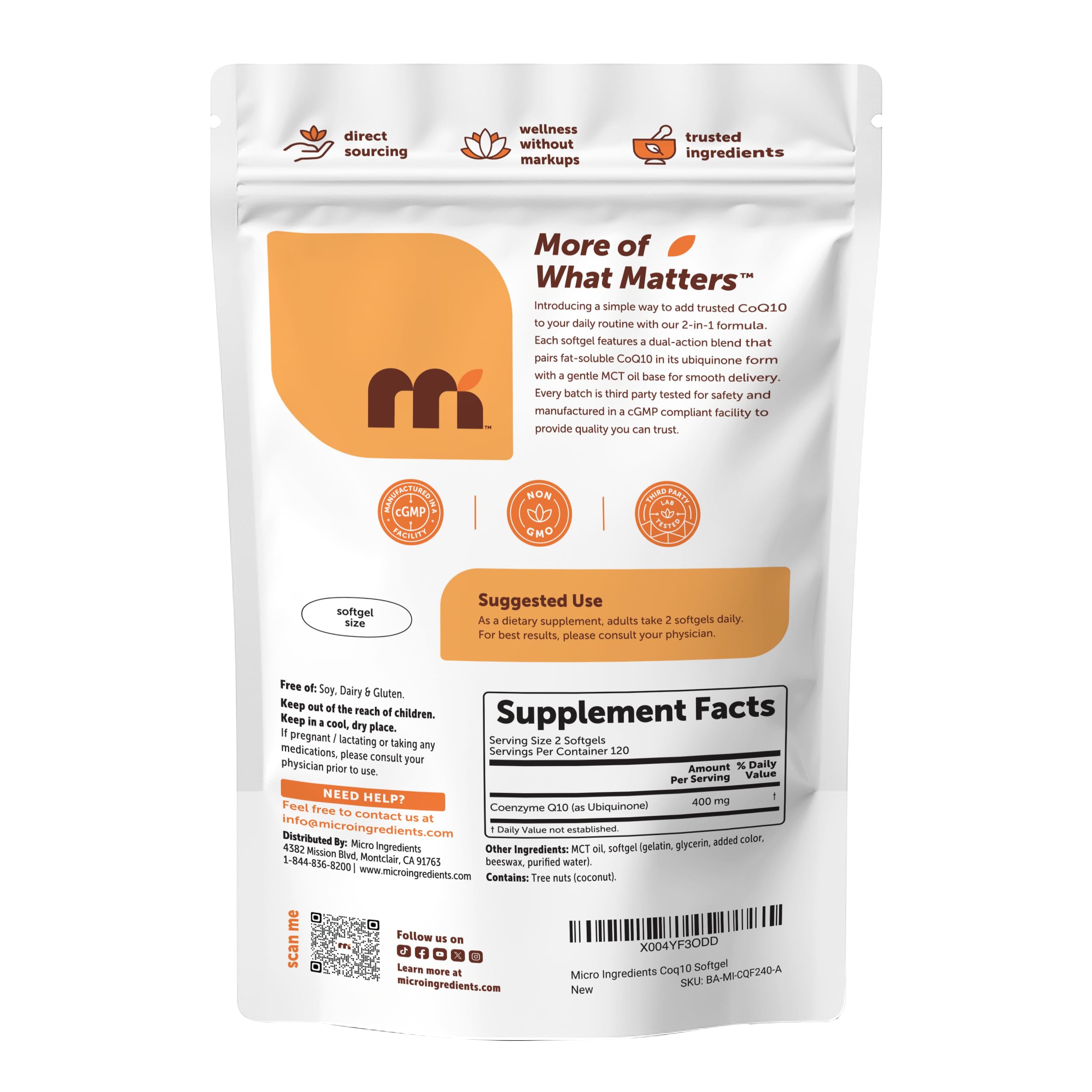 CoQ10 Softgels with Coconut MCT Oil | Micro Ingredients

