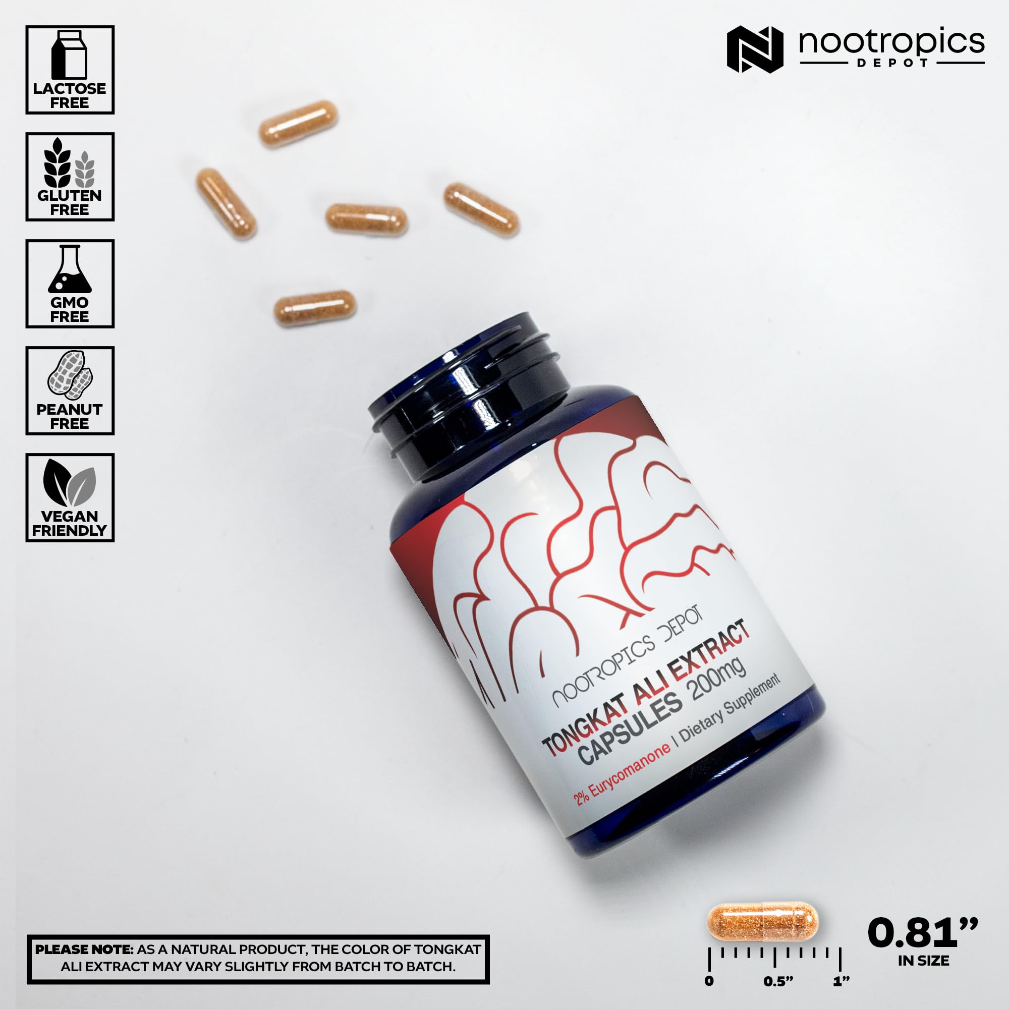 Nootropics Depot Tongkat Ali Extract 200 mg 2% Eurycomanone

