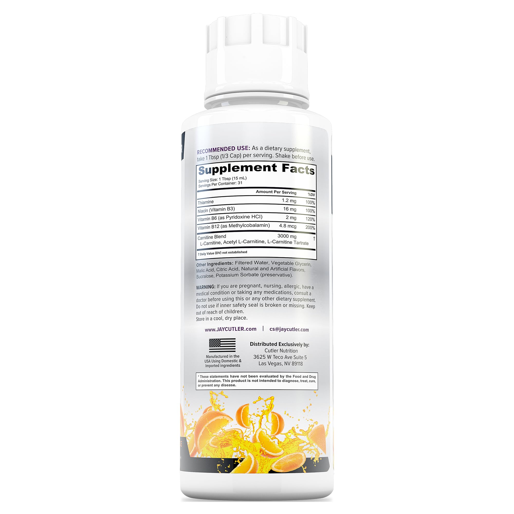 Cutler Nutrition Liquid L-Carnitine Fat Burner


