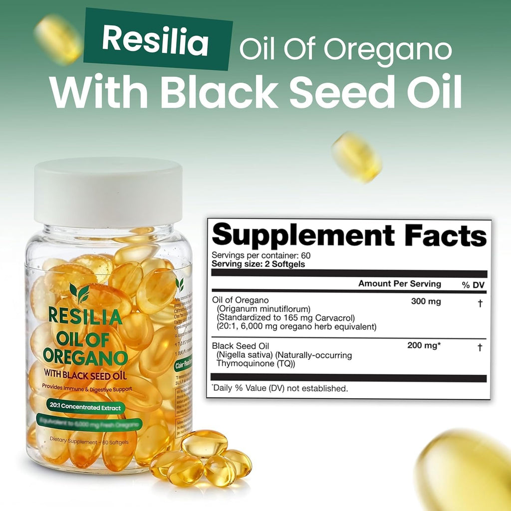 Resilia Oil of Oregano & Black Seed Softgels for Immunity

