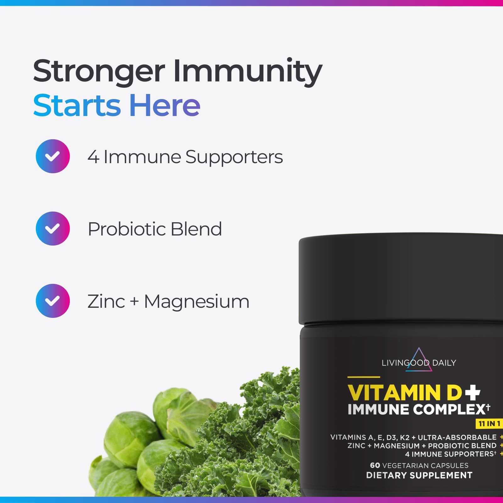 Livingood Daily Vitamin D3 K2 Immune Support

