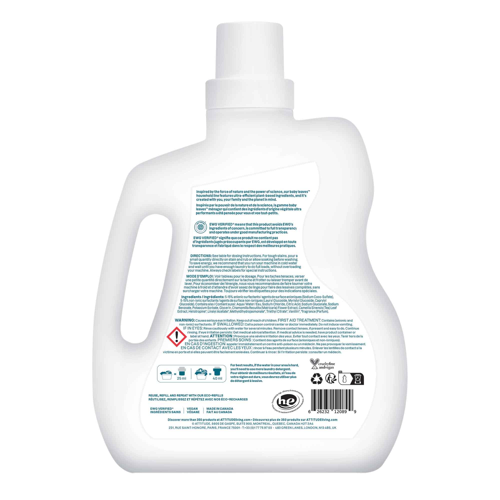 ATTITUDE Baby Laundry Detergent Liquid - EWG Verified

