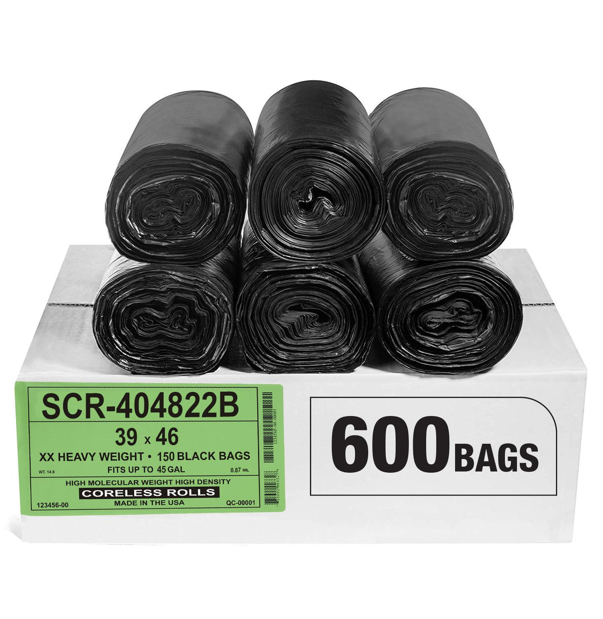 Aluf Plastics High-Density Trash Bags, Coreless Roll
