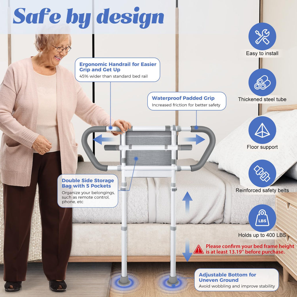Bed Rails for Elderly Safety 400lb | Adjustable Rail

