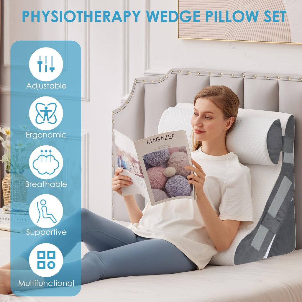 MEGCXIT Bed Wedge Pillow for Sleep Apnea – 23.6-Inch Wide Triangle Wedge

