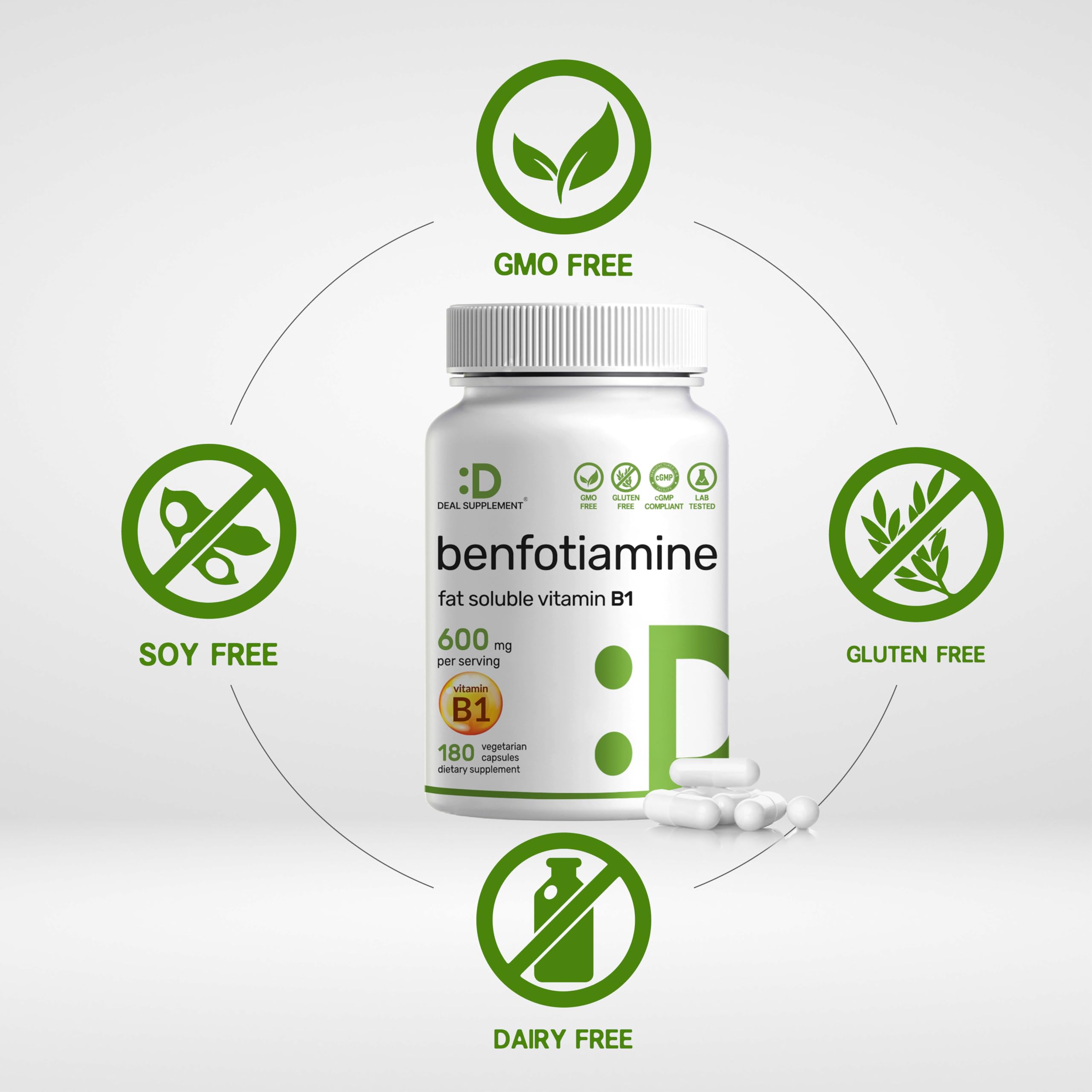 Benfotiamine Vitamin B1 Supplement - Vegan Non-GMO

