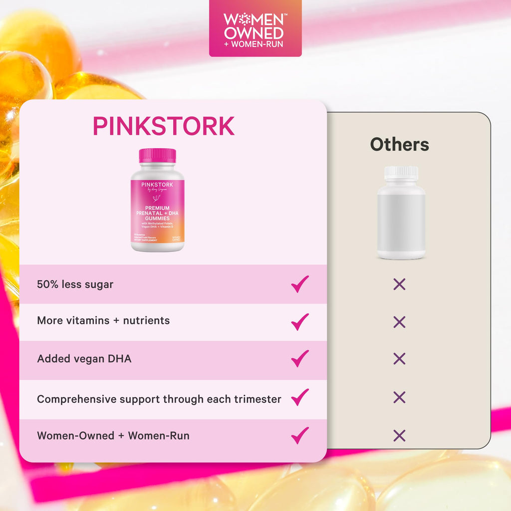 Pink Stork Prenatal Gummies with Vegan DHA | MTHFR-Friendly

