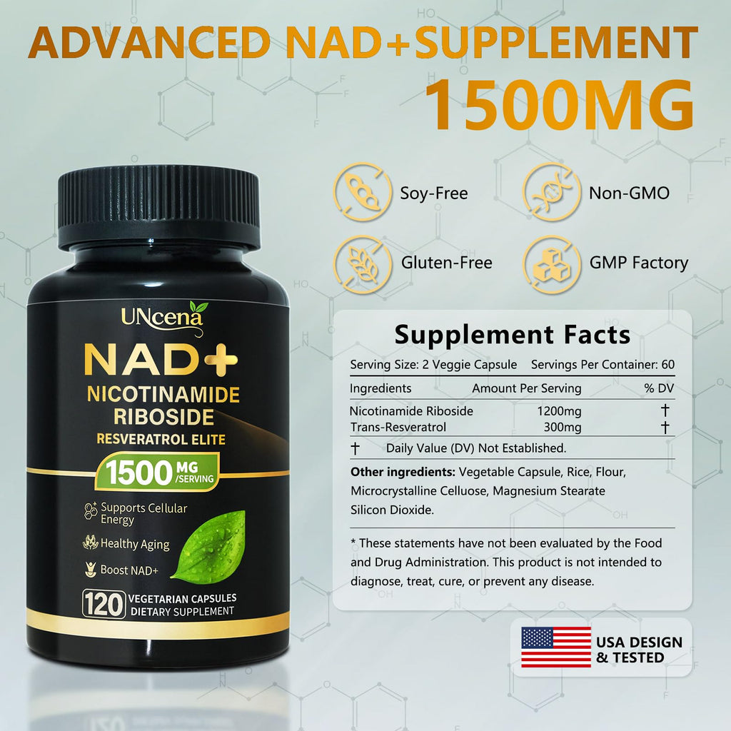 UNcena Liposomal NAD+ Supplement with Resveratrol

