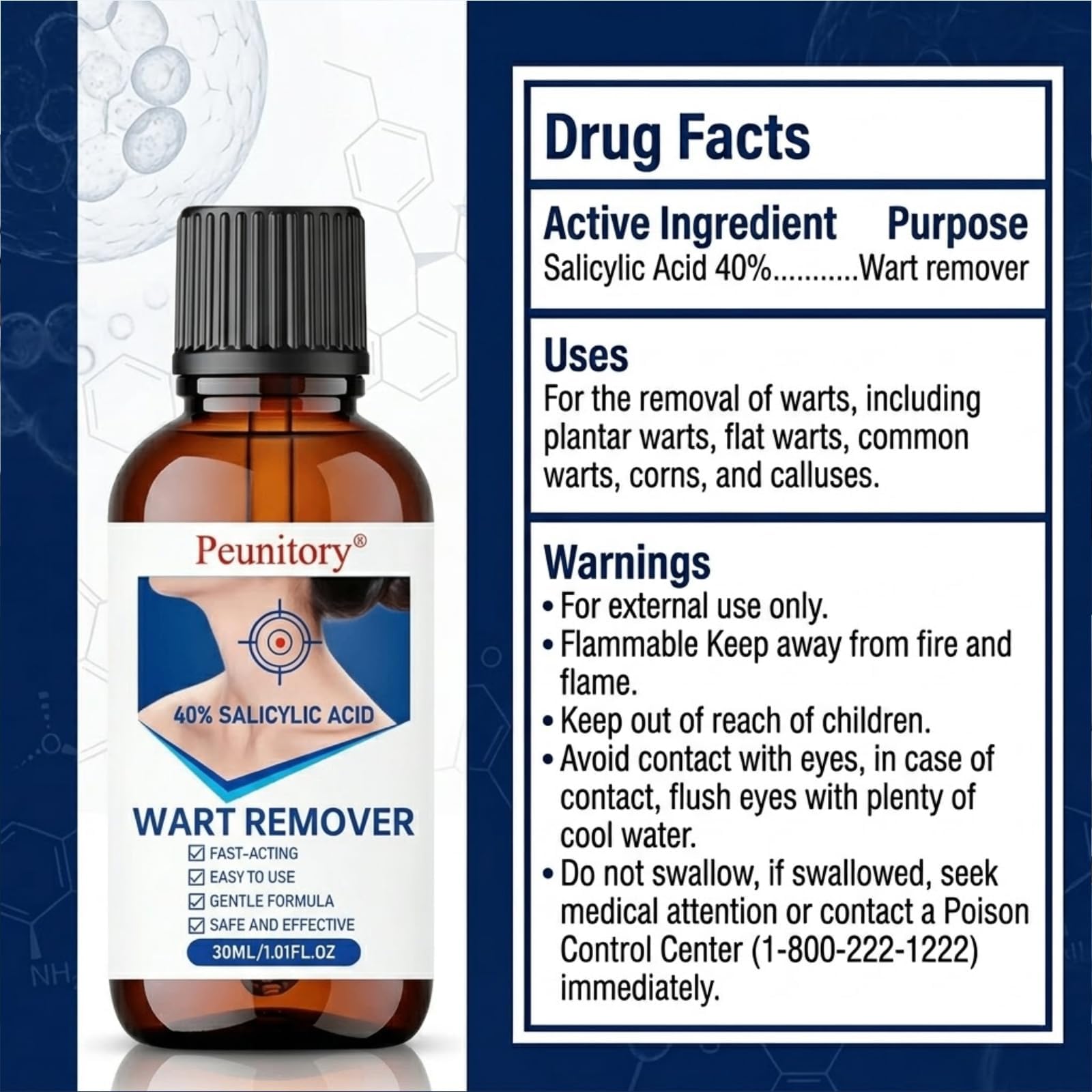 Peunitory Wart Remover Liquid - Fast-Acting Maximum Strength

