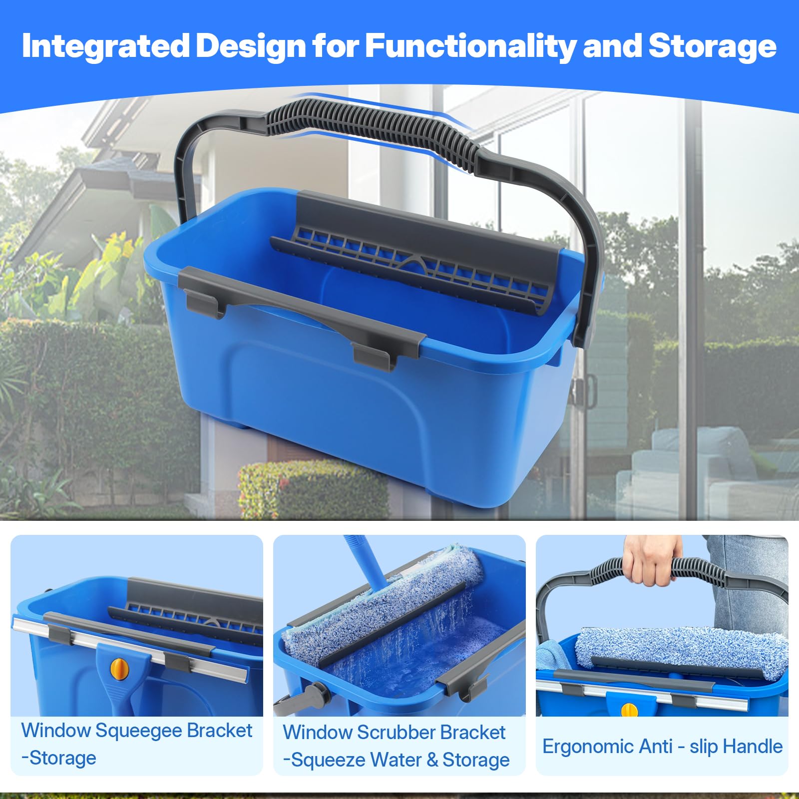 NICOFPHY Window Cleaning Kit with Squeegee & Scrubber


