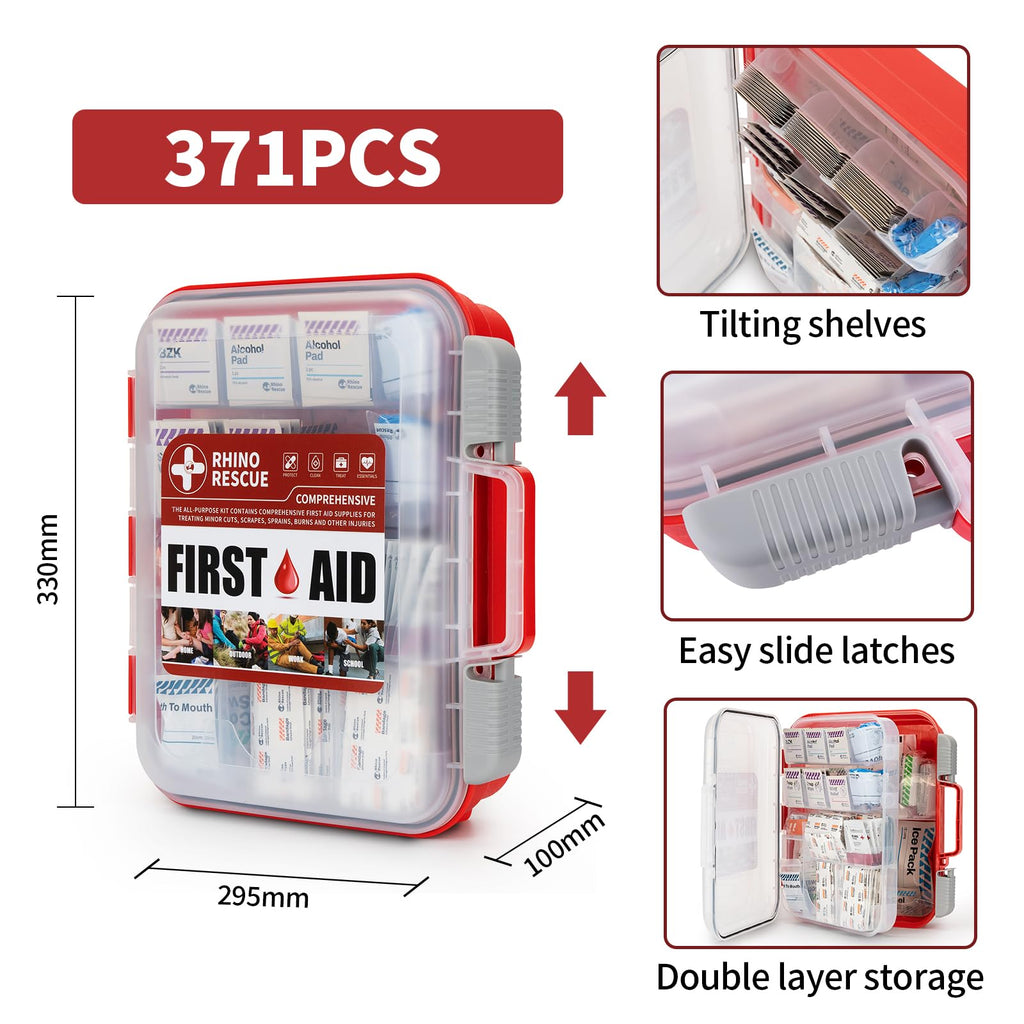 First Aid Kit by RHINO RESCUE – All-Purpose for Home & Office

