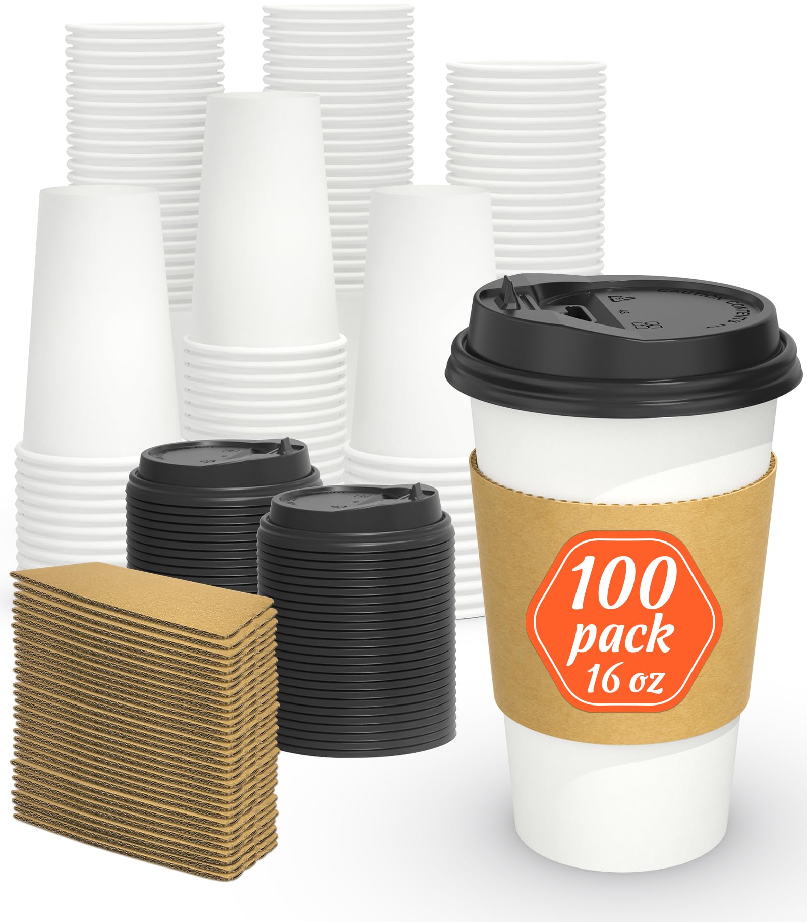 Dealusy Disposable Coffee Cups with Lids and Sleeves

