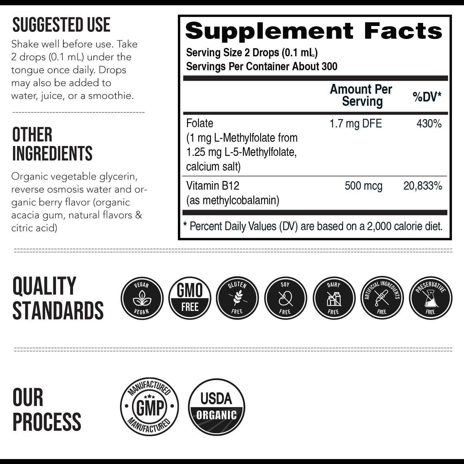 Organic Methyl Folate + Methylcobalamin Liquid Sublingual

