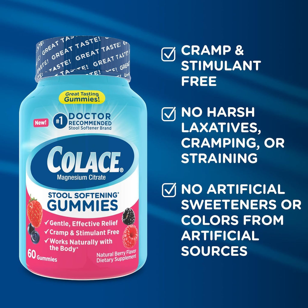 Colace Berry Flavored Stool Softener Gummies

